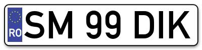 Placuta inmatriculare numar auto  SM-99-DIK, SM 99 DIK, SM99DIK