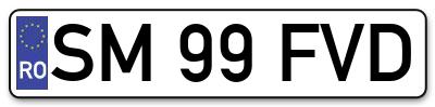 Placuta inmatriculare numar auto  SM-99-FVD, SM 99 FVD, SM99FVD