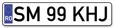 Placuta inmatriculare numar auto  SM-99-KHJ, SM 99 KHJ, SM99KHJ