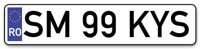 Placuta inmatriculare numar auto  SM-99-KYS, SM 99 KYS, SM99KYS