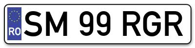 Placuta inmatriculare numar auto  SM-99-RGR, SM 99 RGR, SM99RGR