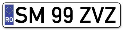 Placuta inmatriculare numar auto  SM-99-ZVZ, SM 99 ZVZ, SM99ZVZ