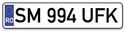 Placuta inmatriculare numar auto  SM-994-UFK, SM 994 UFK, SM994UFK