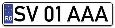 Placuta inmatriculare numar auto  SV-01-AAA, SV 01 AAA, SV01AAA