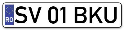 Placuta inmatriculare numar auto  SV-01-BKU, SV 01 BKU, SV01BKU