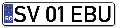 Placuta inmatriculare numar auto  SV-01-EBU, SV 01 EBU, SV01EBU