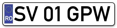 Placuta inmatriculare numar auto  SV-01-GPW, SV 01 GPW, SV01GPW