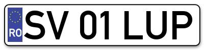 Placuta inmatriculare numar auto  SV-01-LUP, SV 01 LUP, SV01LUP