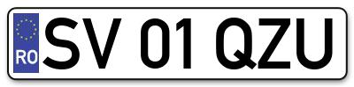 Placuta inmatriculare numar auto  SV-01-QZU, SV 01 QZU, SV01QZU