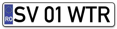 Placuta inmatriculare numar auto  SV-01-WTR, SV 01 WTR, SV01WTR