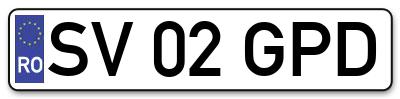 Placuta inmatriculare numar auto  SV-02-GPD, SV 02 GPD, SV02GPD