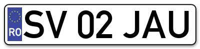 Placuta inmatriculare numar auto  SV-02-JAU, SV 02 JAU, SV02JAU