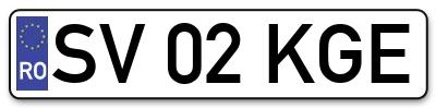 Placuta inmatriculare numar auto  SV-02-KGE, SV 02 KGE, SV02KGE