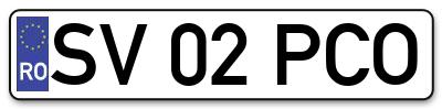 Placuta inmatriculare numar auto  SV-02-PCO, SV 02 PCO, SV02PCO