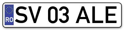 Placuta inmatriculare numar auto  SV-03-ALE, SV 03 ALE, SV03ALE