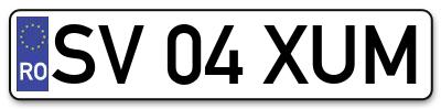 Placuta inmatriculare numar auto  SV-04-XUM, SV 04 XUM, SV04XUM