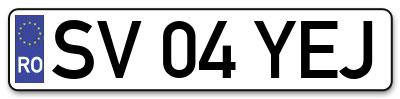 Placuta inmatriculare numar auto  SV-04-YEJ, SV 04 YEJ, SV04YEJ