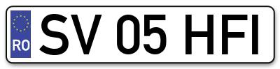 Placuta inmatriculare numar auto  SV-05-HFI, SV 05 HFI, SV05HFI