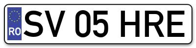Placuta inmatriculare numar auto  SV-05-HRE, SV 05 HRE, SV05HRE