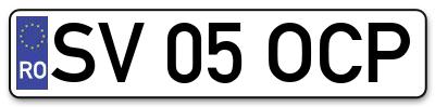 Placuta inmatriculare numar auto  SV-05-OCP, SV 05 OCP, SV05OCP