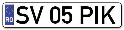 Placuta inmatriculare numar auto  SV-05-PIK, SV 05 PIK, SV05PIK