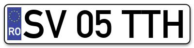 Placuta inmatriculare numar auto  SV-05-TTH, SV 05 TTH, SV05TTH