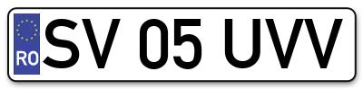 Placuta inmatriculare numar auto  SV-05-UVV, SV 05 UVV, SV05UVV