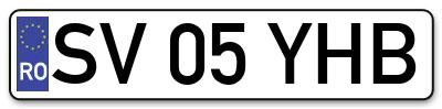 Placuta inmatriculare numar auto  SV-05-YHB, SV 05 YHB, SV05YHB