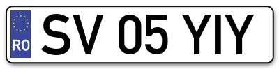 Placuta inmatriculare numar auto  SV-05-YIY, SV 05 YIY, SV05YIY