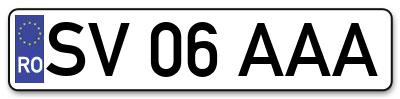 Placuta inmatriculare numar auto  SV-06-AAA, SV 06 AAA, SV06AAA