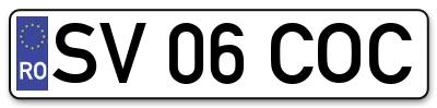Placuta inmatriculare numar auto  SV-06-COC, SV 06 COC, SV06COC
