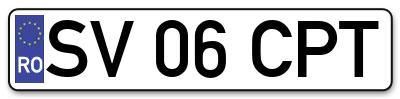 Placuta inmatriculare numar auto  SV-06-CPT, SV 06 CPT, SV06CPT