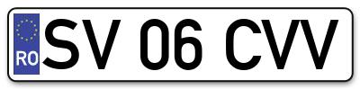 Placuta inmatriculare numar auto  SV-06-CVV, SV 06 CVV, SV06CVV