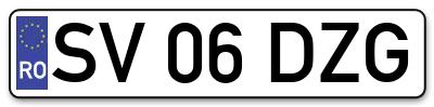 Placuta inmatriculare numar auto  SV-06-DZG, SV 06 DZG, SV06DZG