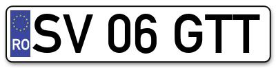 Placuta inmatriculare numar auto  SV-06-GTT, SV 06 GTT, SV06GTT