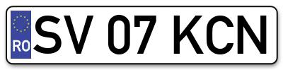Placuta inmatriculare numar auto  SV-07-KCN, SV 07 KCN, SV07KCN