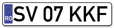 Placuta inmatriculare numar auto  SV-07-KKF, SV 07 KKF, SV07KKF