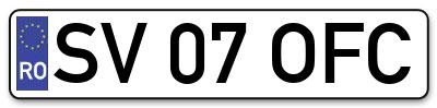 Placuta inmatriculare numar auto  SV-07-OFC, SV 07 OFC, SV07OFC