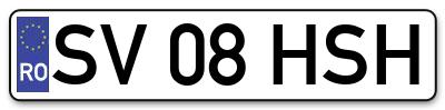 Placuta inmatriculare numar auto  SV-08-HSH, SV 08 HSH, SV08HSH