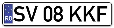Placuta inmatriculare numar auto  SV-08-KKF, SV 08 KKF, SV08KKF