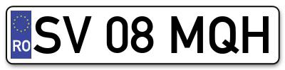 Placuta inmatriculare numar auto  SV-08-MQH, SV 08 MQH, SV08MQH