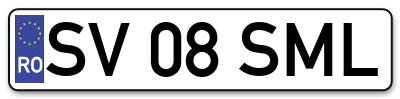 Placuta inmatriculare numar auto  SV-08-SML, SV 08 SML, SV08SML