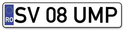 Placuta inmatriculare numar auto  SV-08-UMP, SV 08 UMP, SV08UMP