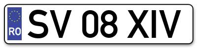 Placuta inmatriculare numar auto  SV-08-XIV, SV 08 XIV, SV08XIV