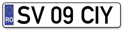 Placuta inmatriculare numar auto  SV-09-CIY, SV 09 CIY, SV09CIY