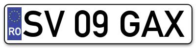 Placuta inmatriculare numar auto  SV-09-GAX, SV 09 GAX, SV09GAX