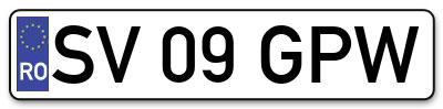 Placuta inmatriculare numar auto  SV-09-GPW, SV 09 GPW, SV09GPW
