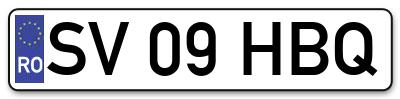 Placuta inmatriculare numar auto  SV-09-HBQ, SV 09 HBQ, SV09HBQ