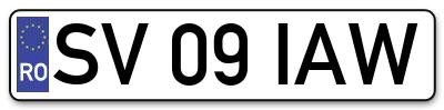 Placuta inmatriculare numar auto  SV-09-IAW, SV 09 IAW, SV09IAW