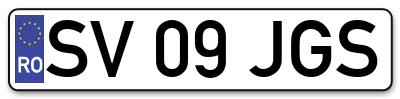 Placuta inmatriculare numar auto  SV-09-JGS, SV 09 JGS, SV09JGS